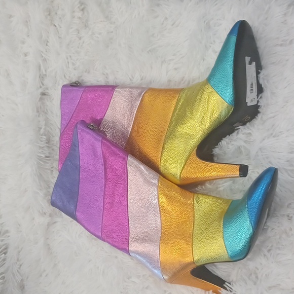Kurt Geiger Kensington Rainbow Pride Leather Pull On Boots NEW EU 36